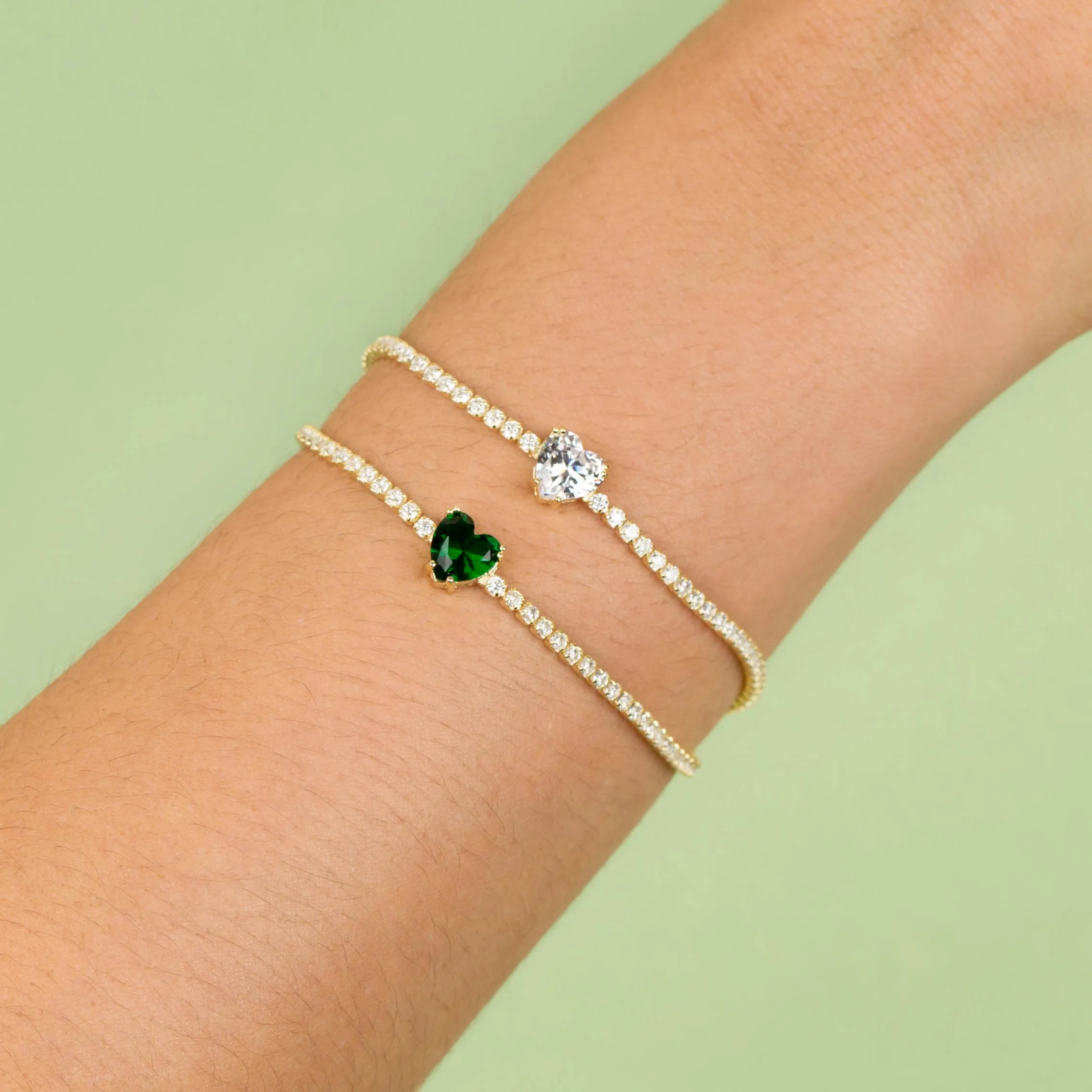 CZ Heart Stone Tennis Bracelet