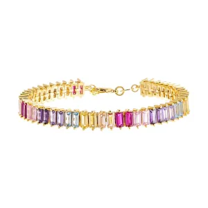 CZ Multi Colored Baguette Tennis Bracelet