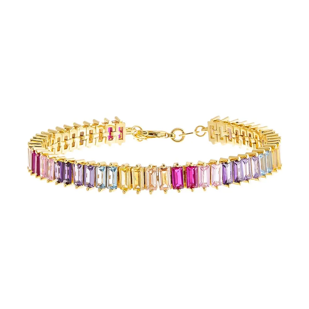 CZ Multi Colored Baguette Tennis Bracelet