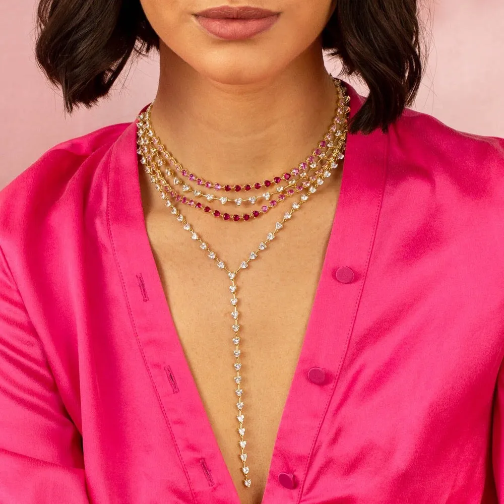 CZ Pink Ombre Tennis Necklace