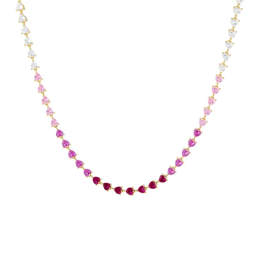 CZ Pink Ombre Tennis Necklace