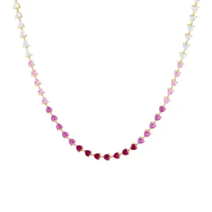 CZ Pink Ombre Tennis Necklace
