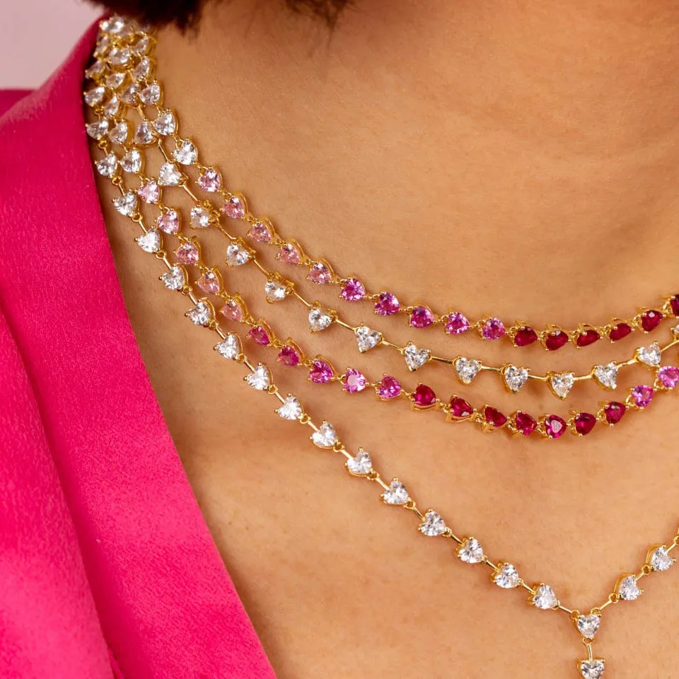 CZ Pink Ombre Tennis Necklace