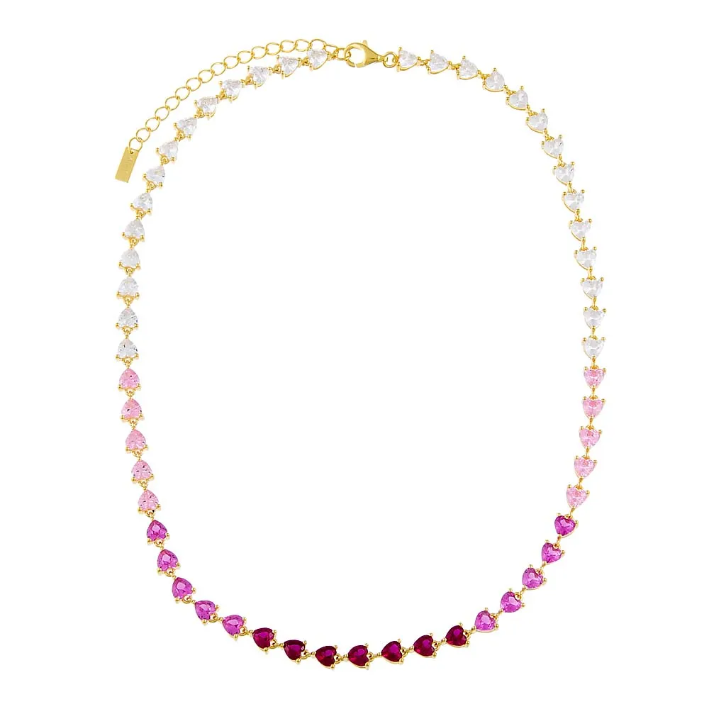 CZ Pink Ombre Tennis Necklace