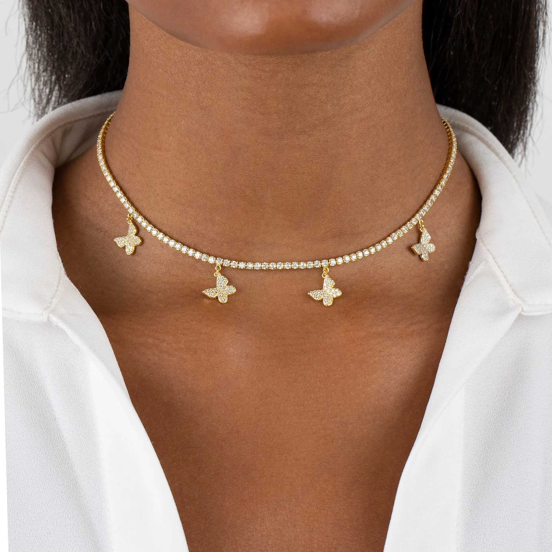 Dangling Butterfly Tennis Choker