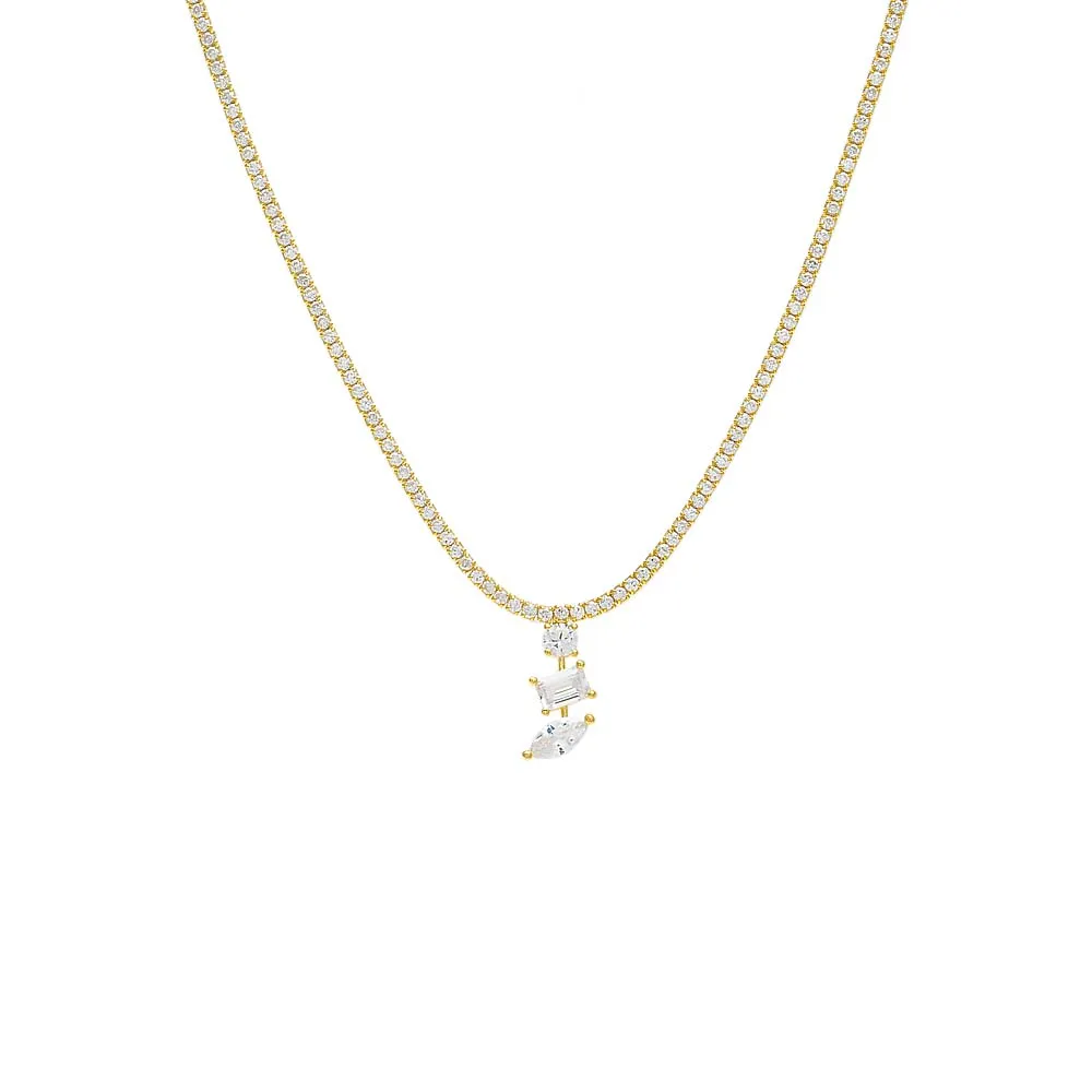 Dangling CZ Tennis Necklace