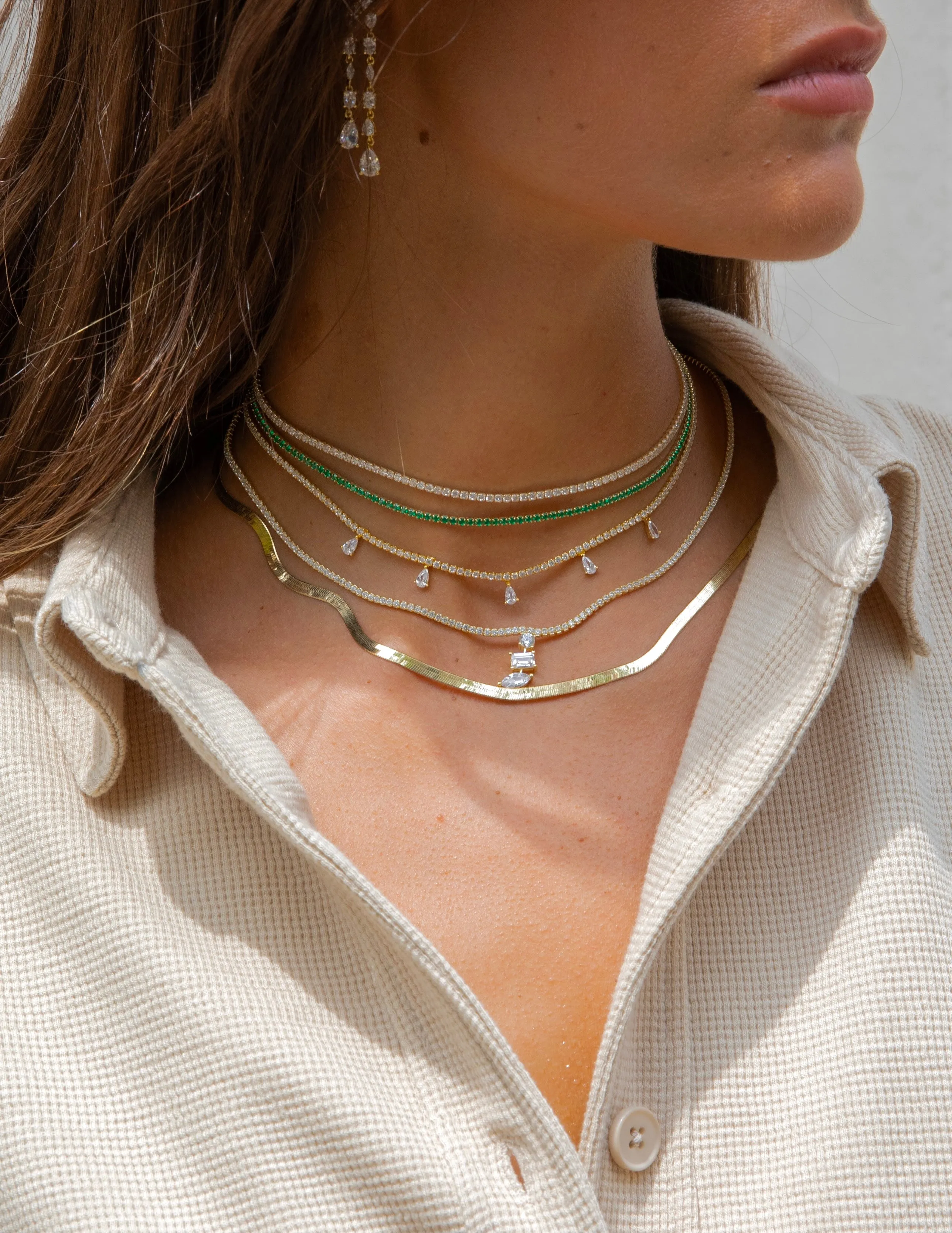 Dangling CZ Tennis Necklace
