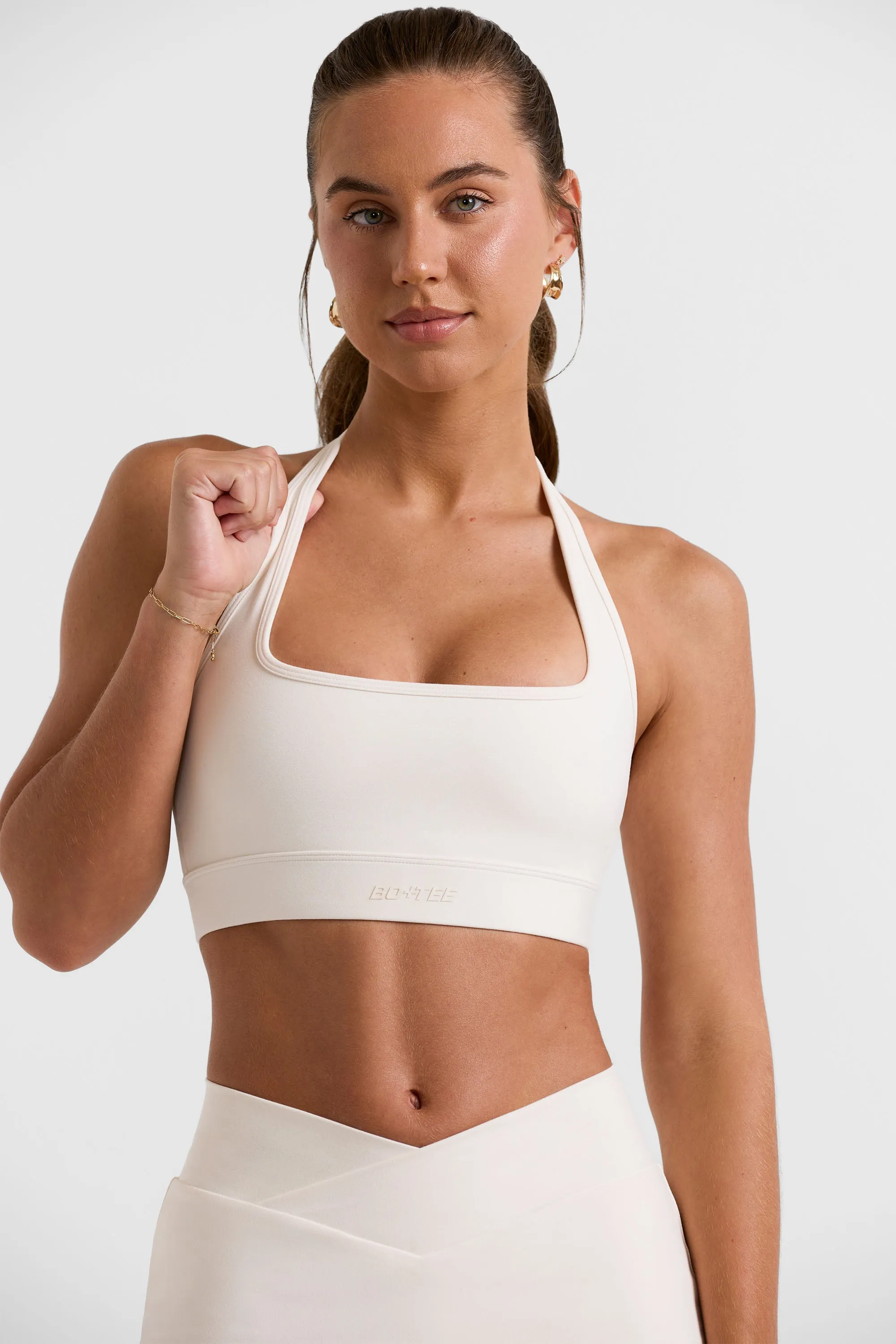 Deuce - Halterneck Crop Top in White