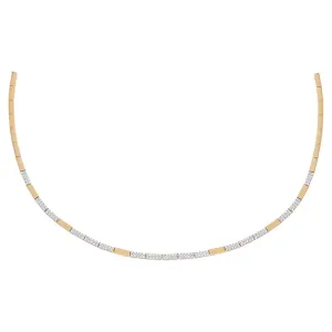Diamond Pave Thin Fluted Patter Tennis Necklace 14K