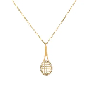 Diamond Tennis Racket Necklace 14K