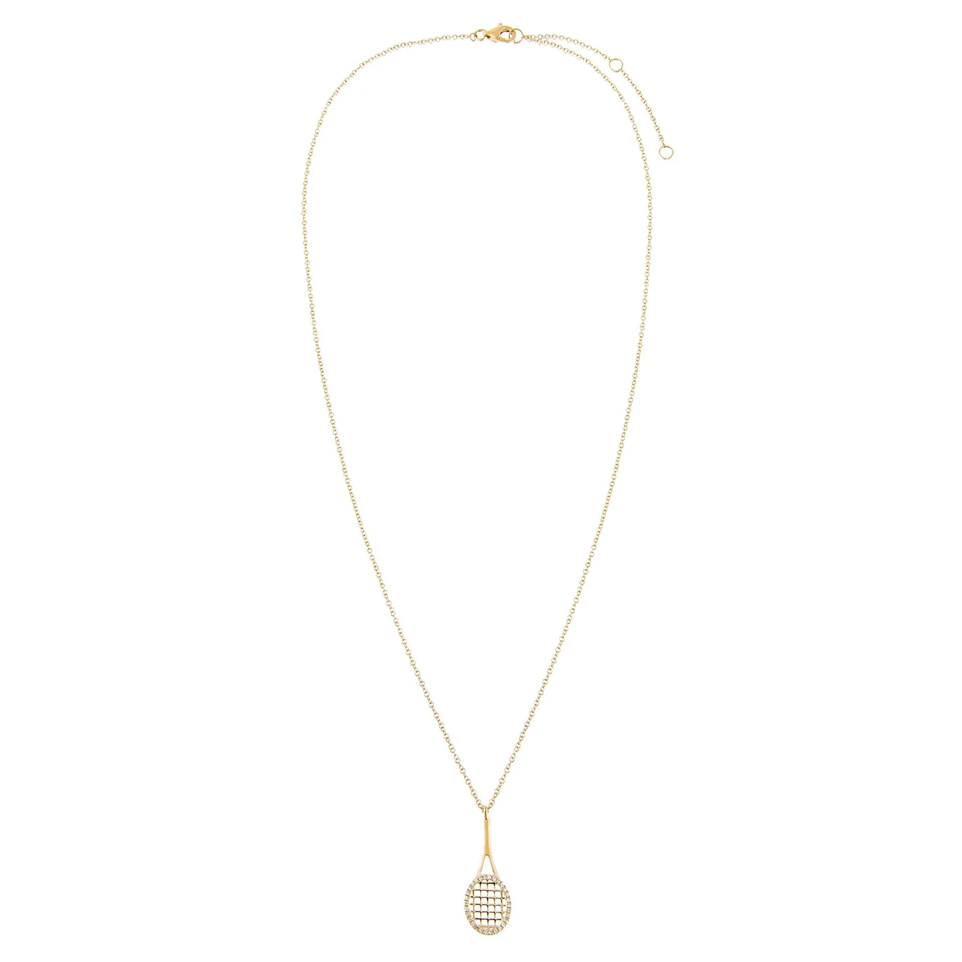 Diamond Tennis Racket Necklace 14K