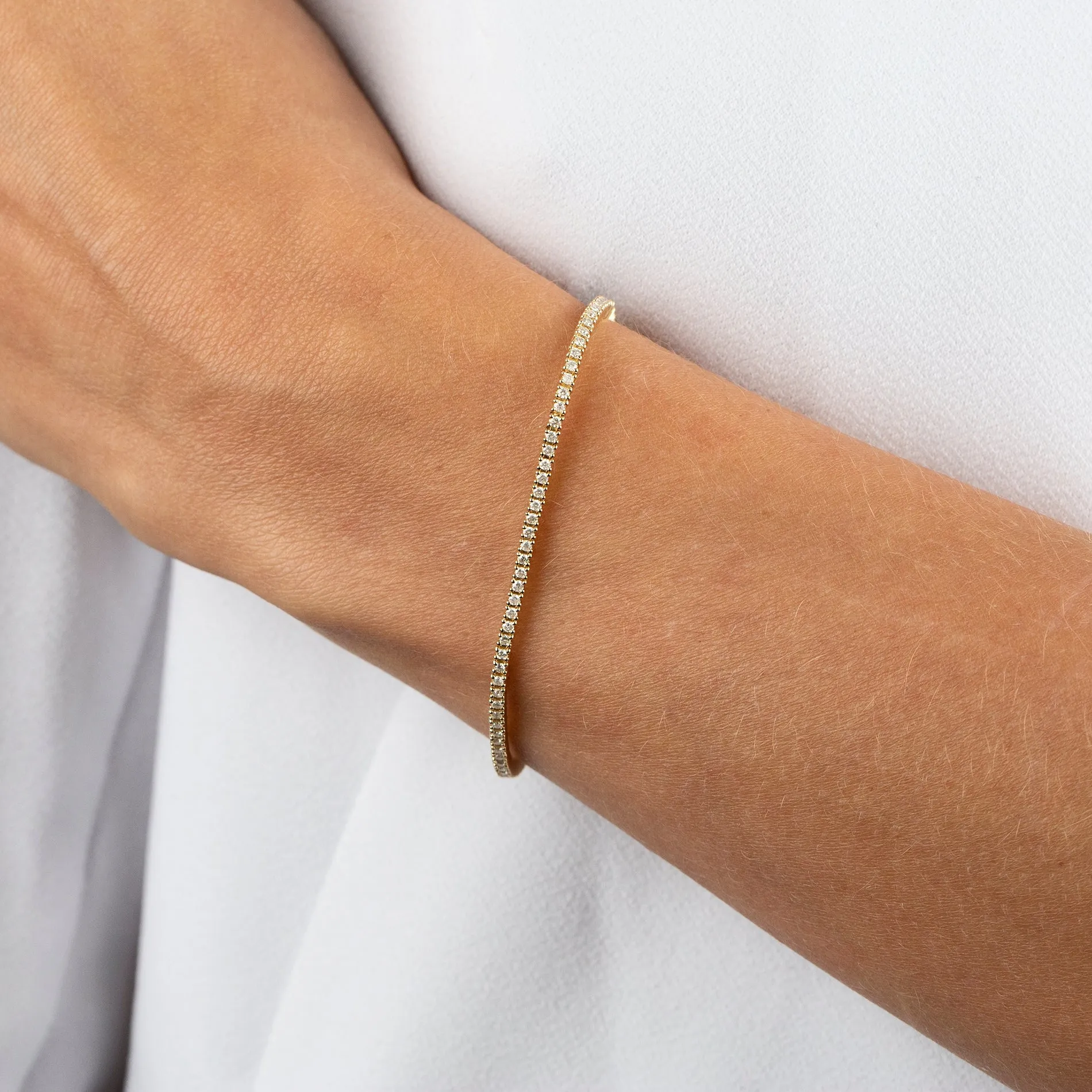 Diamond Thin Tennis Bracelet 14K