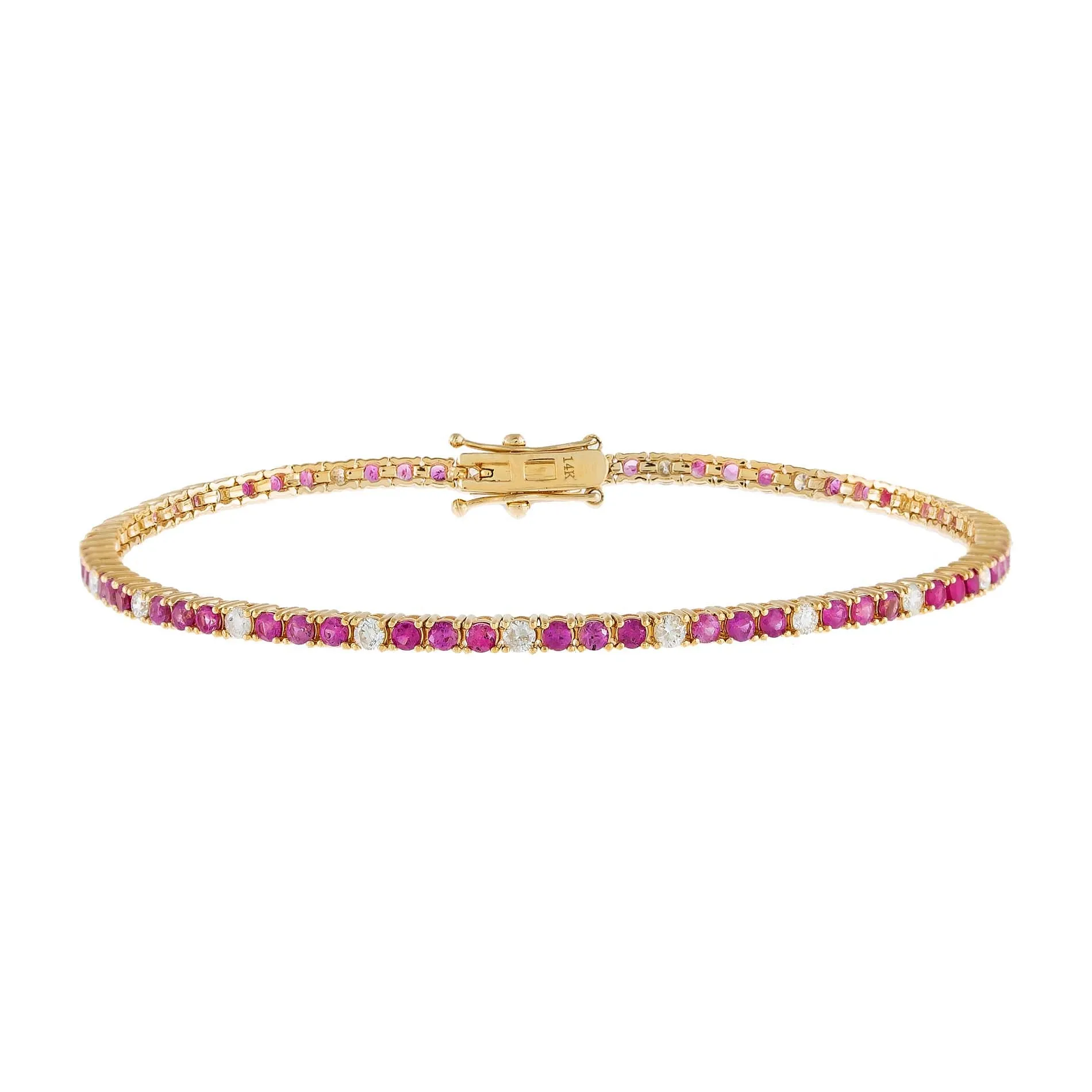Diamond X Ruby Tennis Bracelet 14K