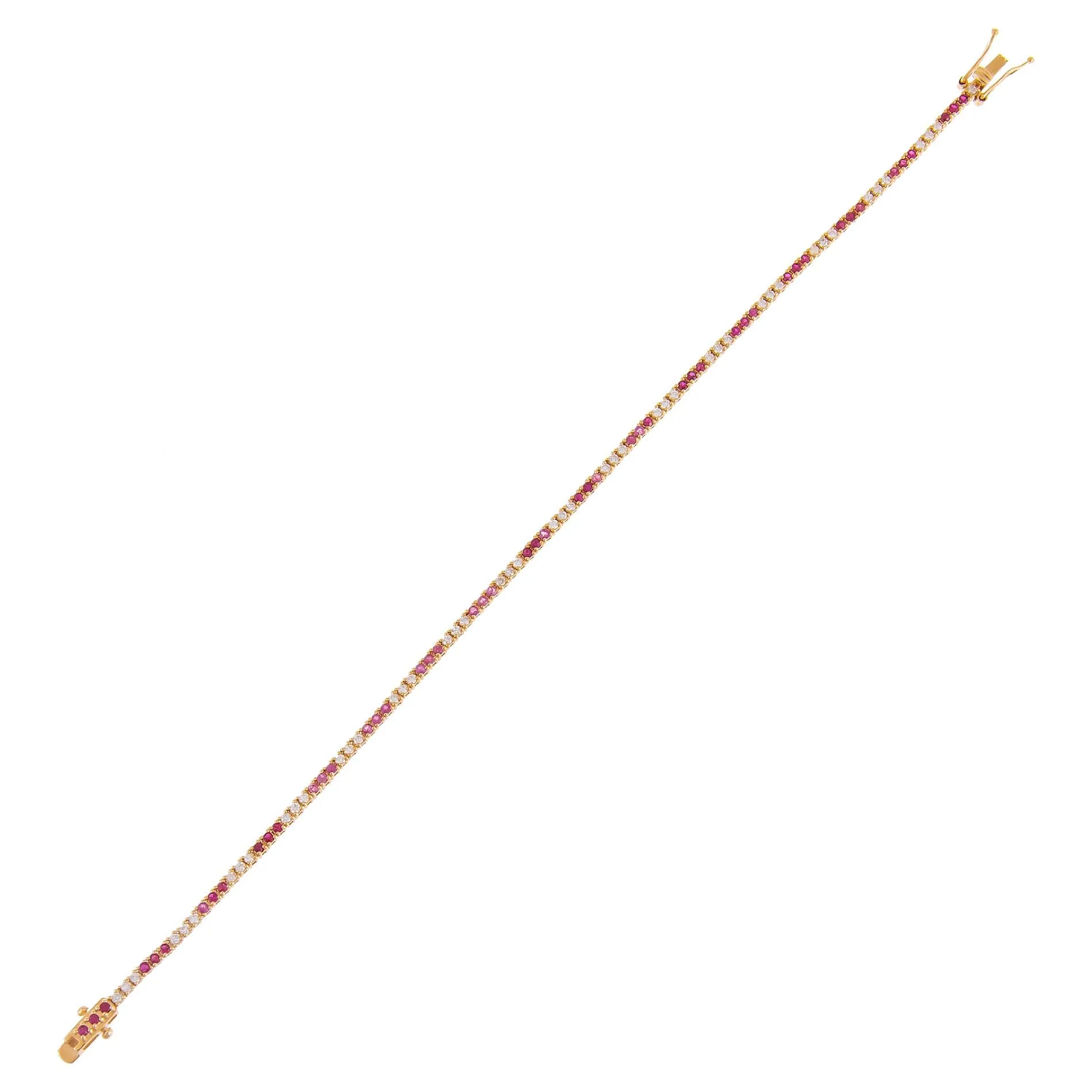 Diamond X Ruby Tennis Bracelet 14K