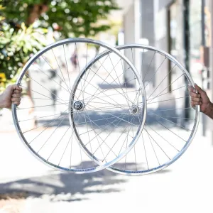 Dura-Ace HB-7710 | Velocity Major Tom | High Polish Silver Tubular Wheelset