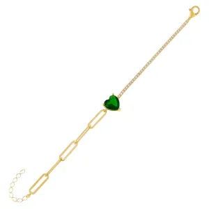 Emerald Heart Tennis X Link Bracelet