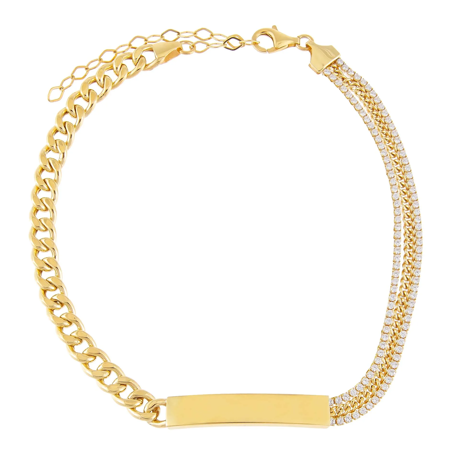 Engraved Tennis X Cuban Chain Bar Choker