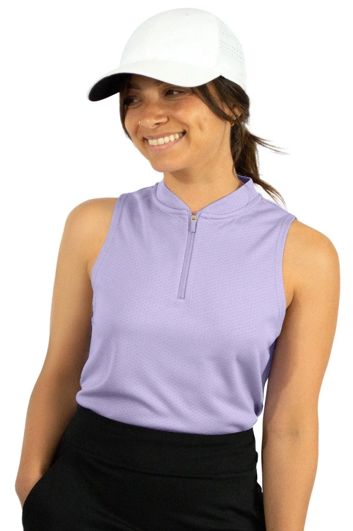 Extreme Deal - Women's Sleeveless Collarless Golf Polo with Zipper
