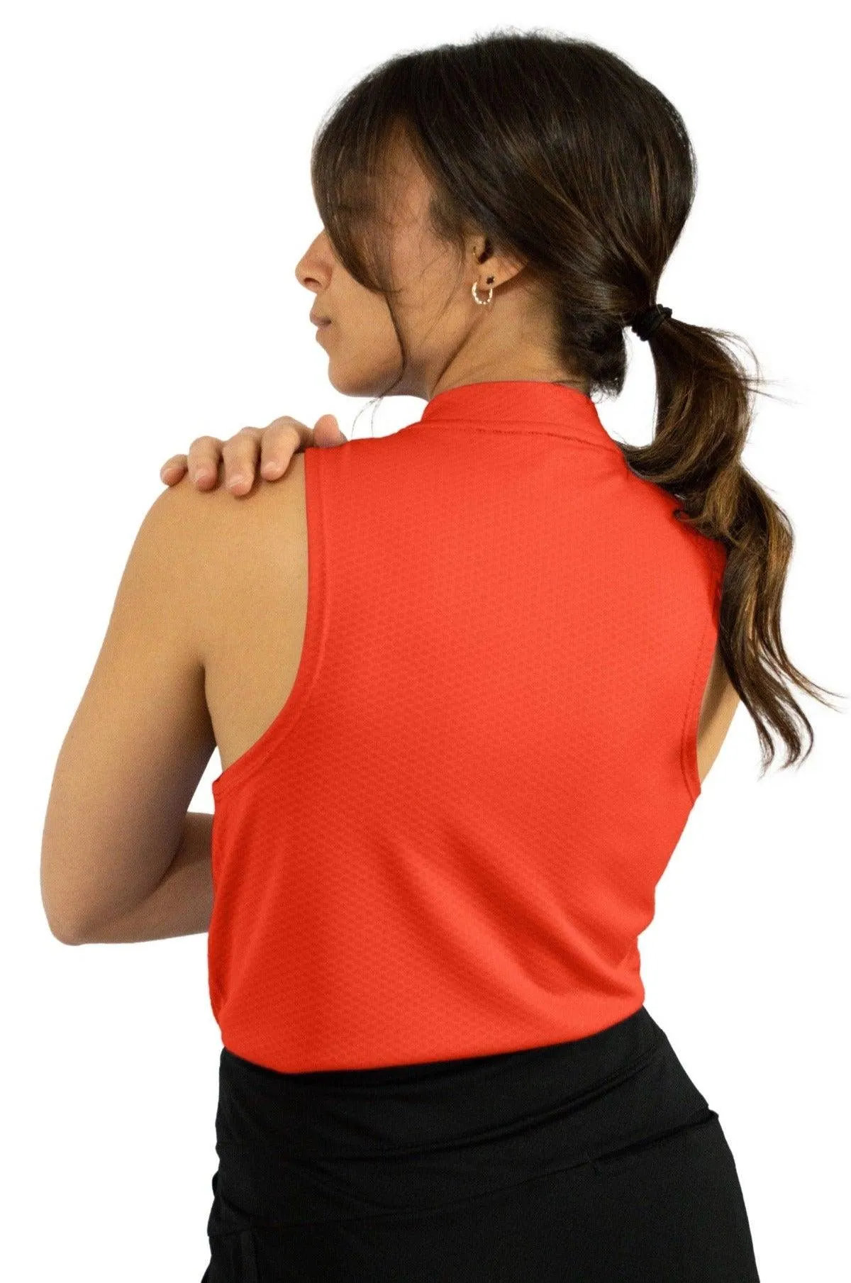 Extreme Deal - Women's Sleeveless Collarless Golf Polo with Zipper