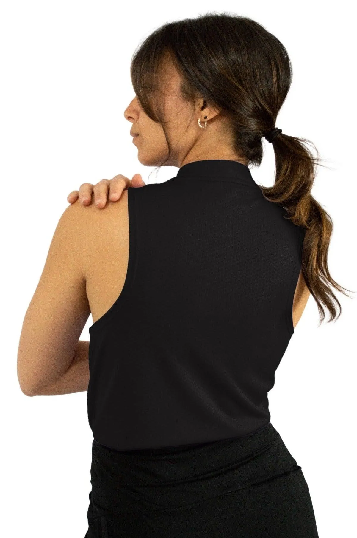 Extreme Deal - Women's Sleeveless Collarless Golf Polo with Zipper