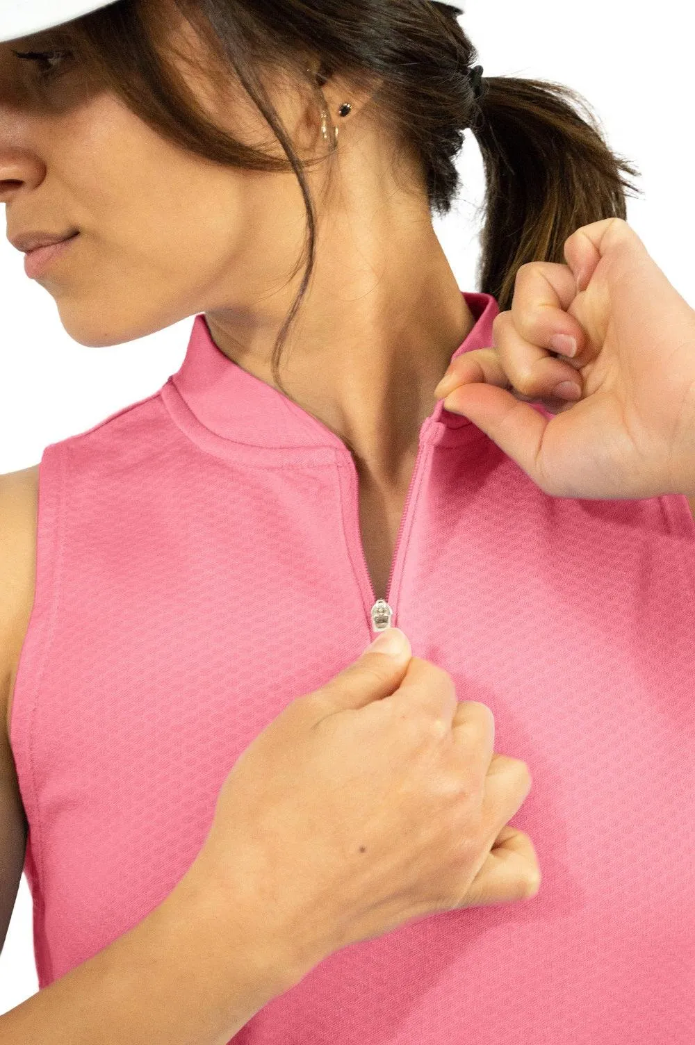 Extreme Deal - Women's Sleeveless Collarless Golf Polo with Zipper