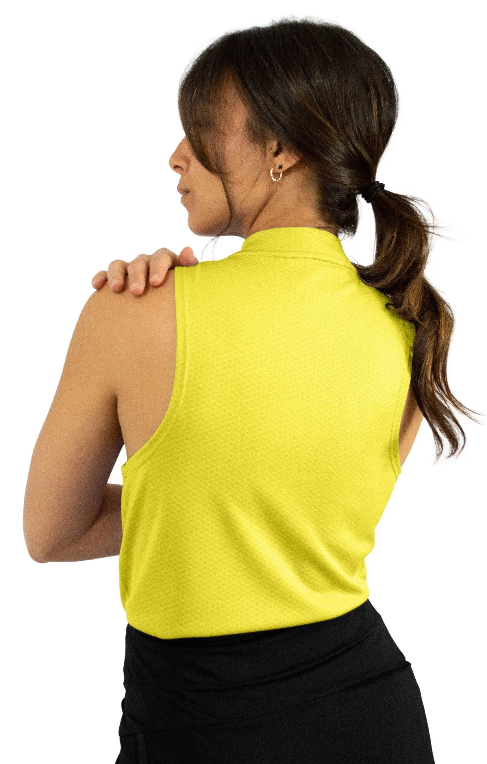 Extreme Deal - Women's Sleeveless Collarless Golf Polo with Zipper