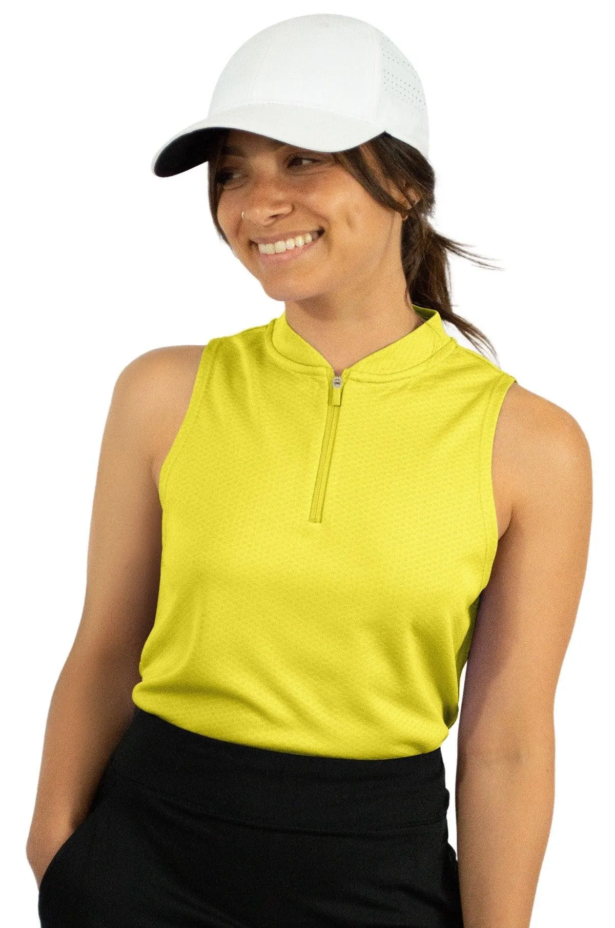 Extreme Deal - Women's Sleeveless Collarless Golf Polo with Zipper