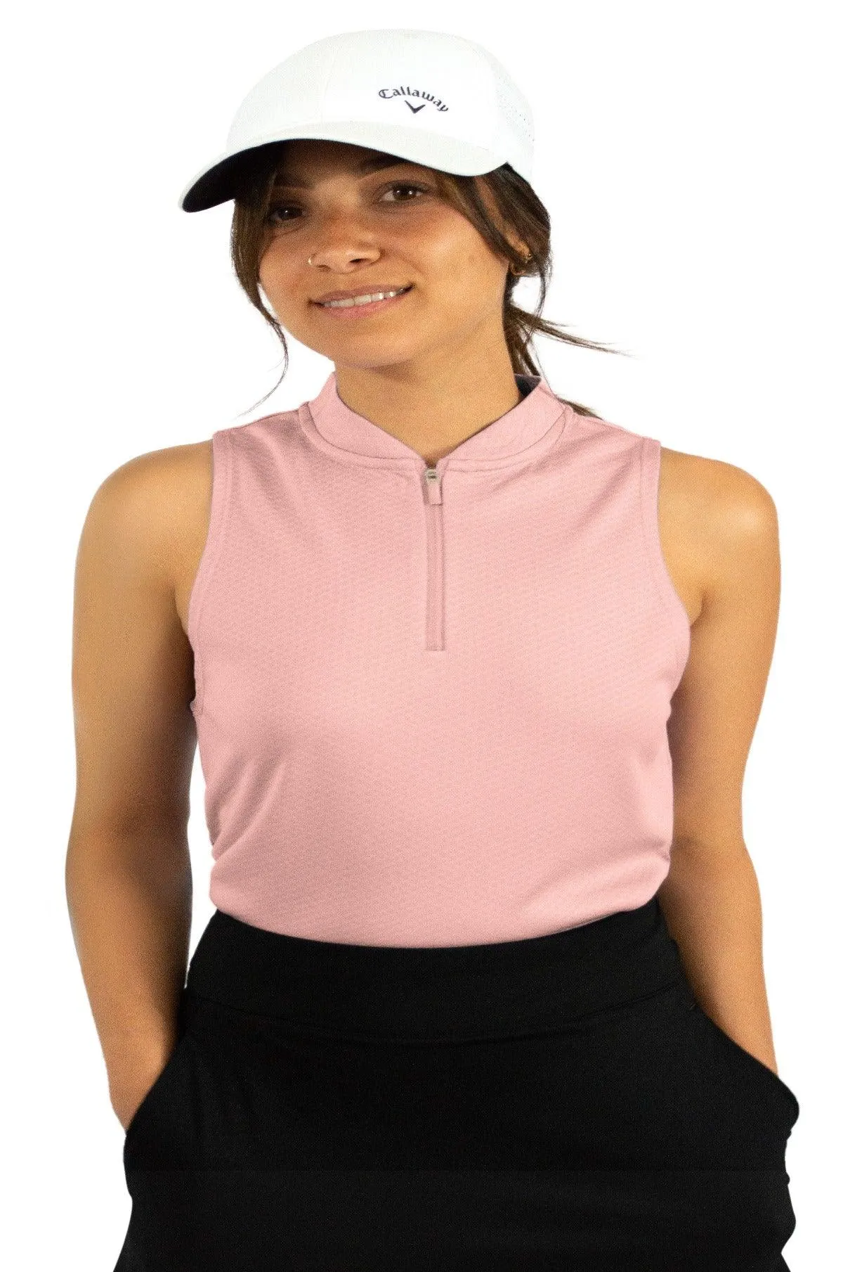 Extreme Deal - Women's Sleeveless Collarless Golf Polo with Zipper