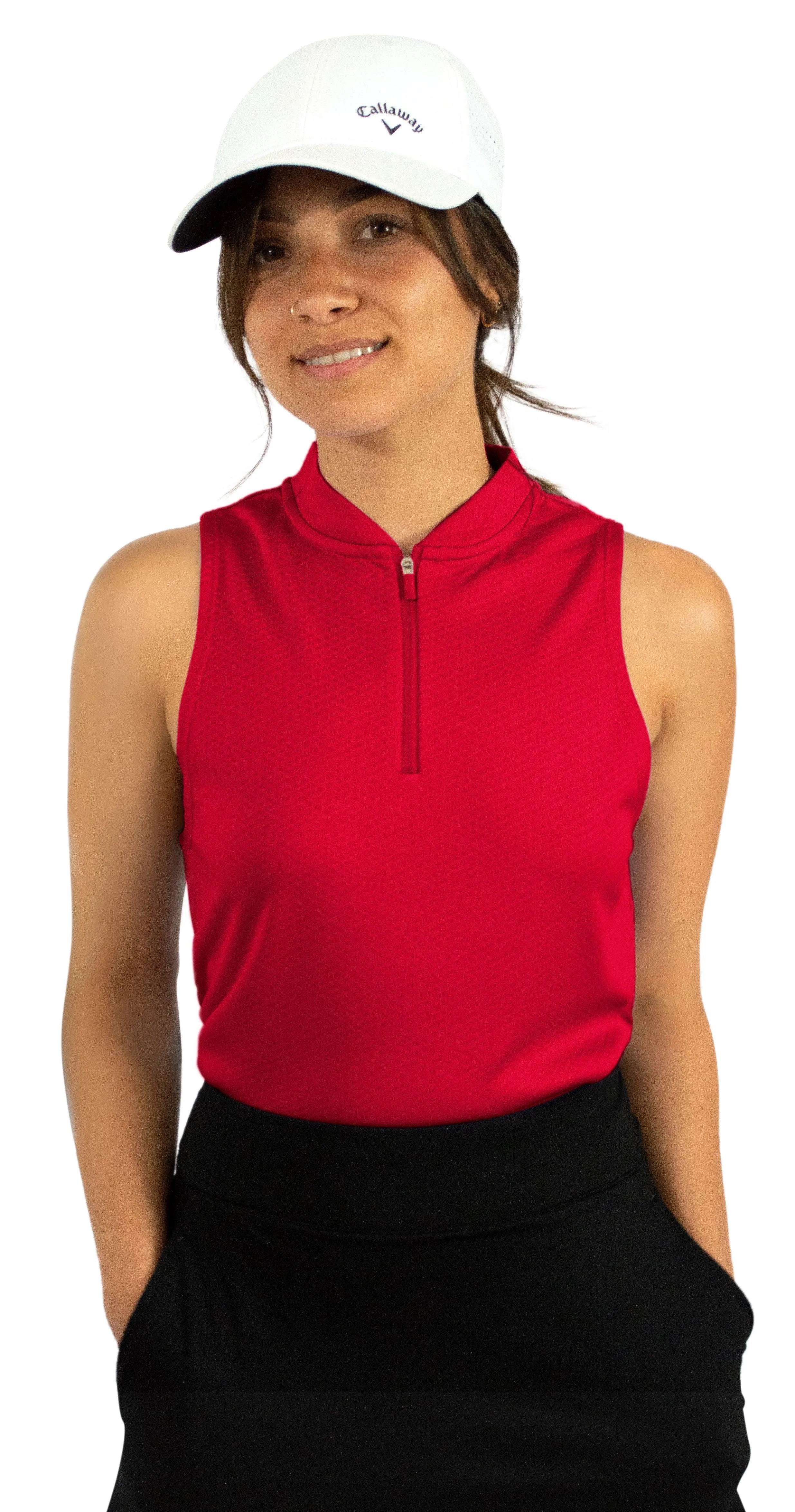 Extreme Deal - Women's Sleeveless Collarless Golf Polo with Zipper