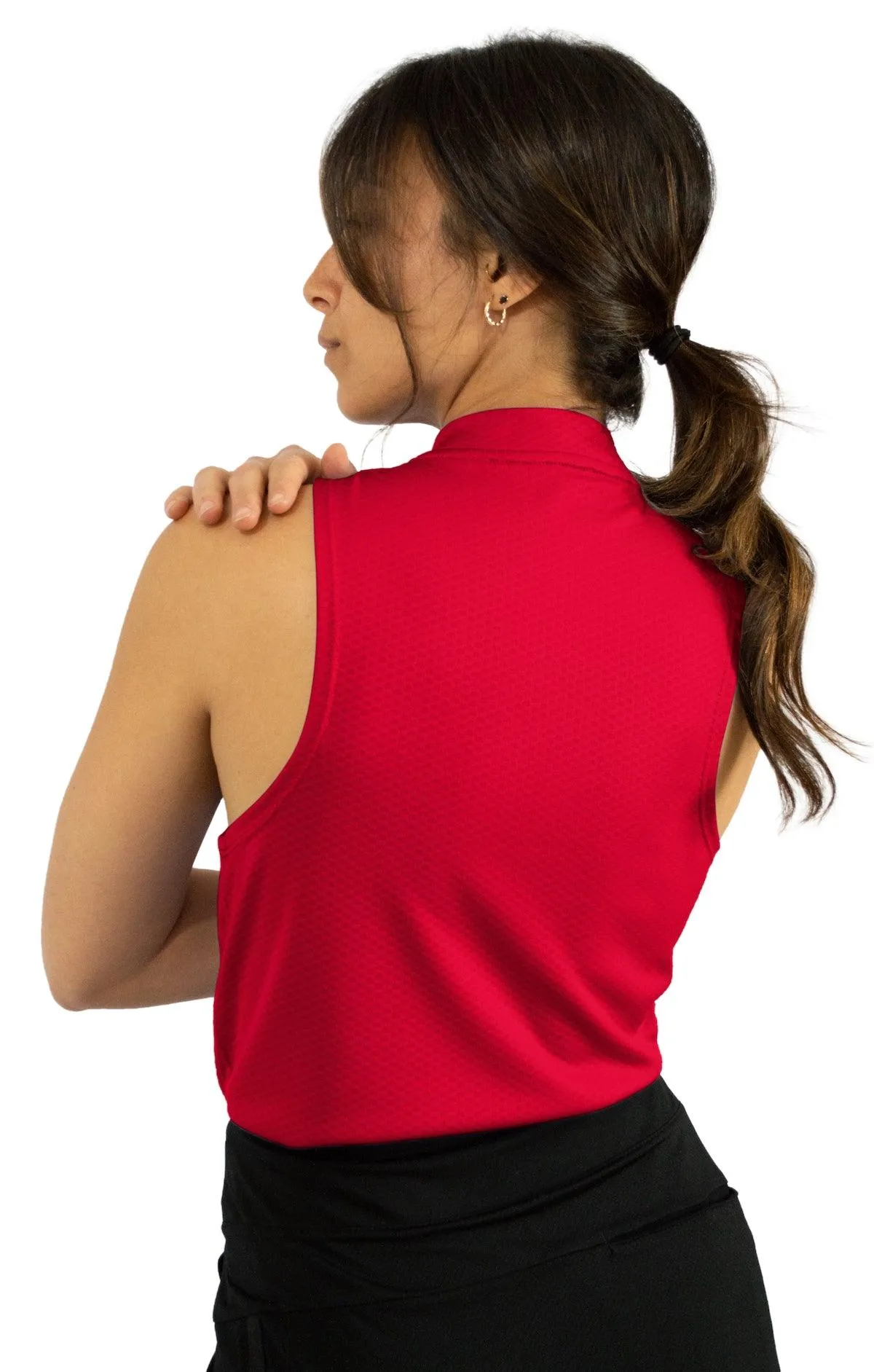 Extreme Deal - Women's Sleeveless Collarless Golf Polo with Zipper