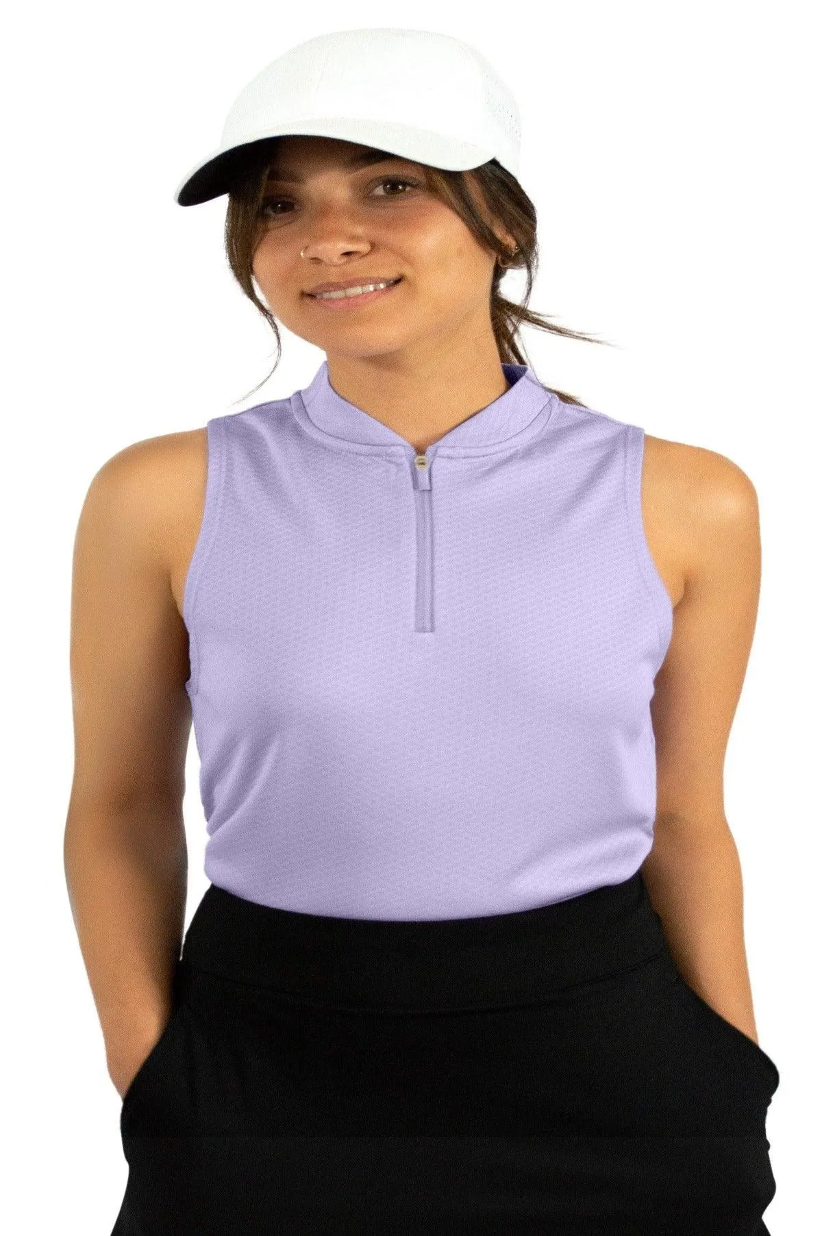 Extreme Deal - Women's Sleeveless Collarless Golf Polo with Zipper