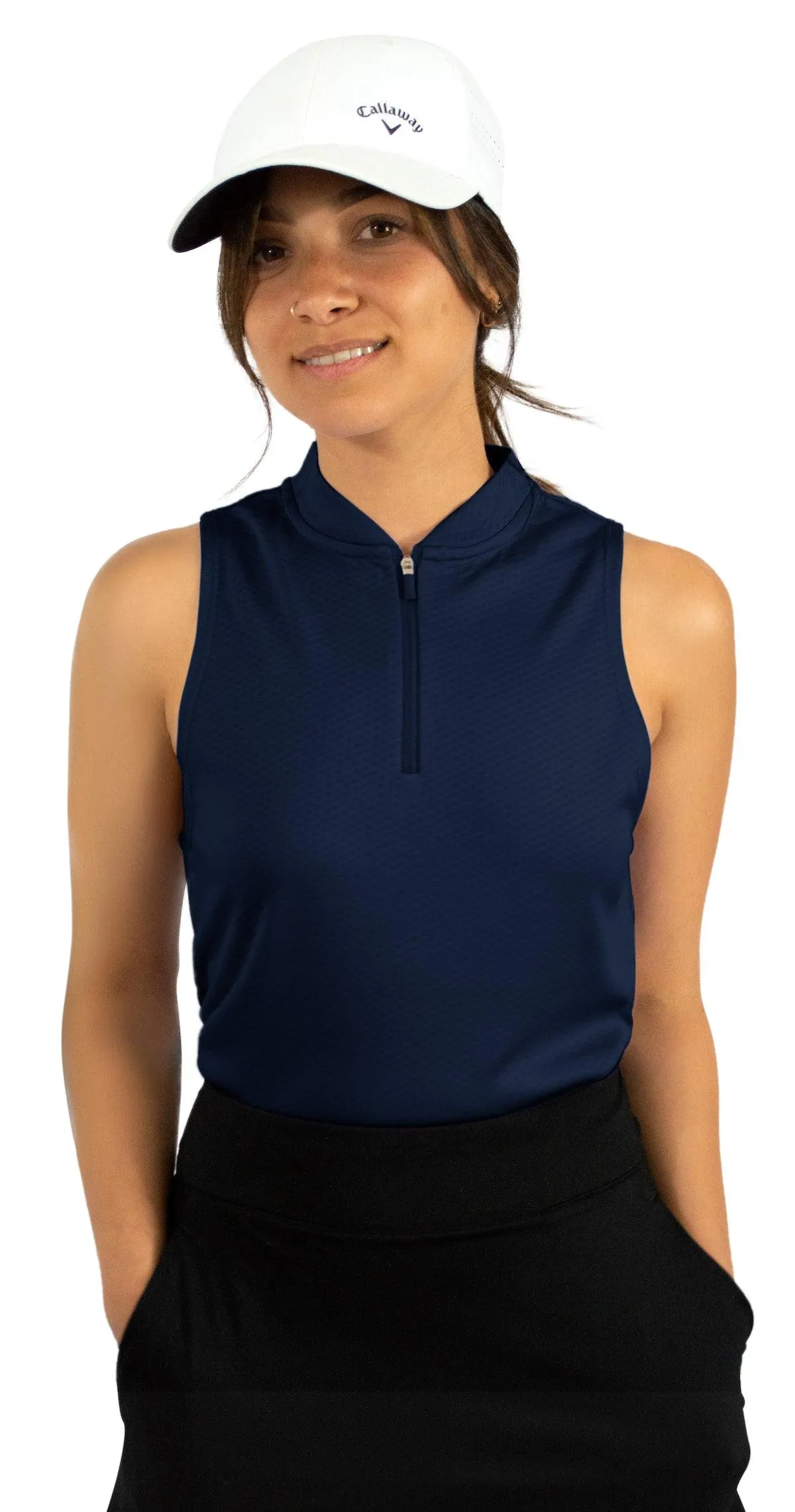 Extreme Deal - Women's Sleeveless Collarless Golf Polo with Zipper