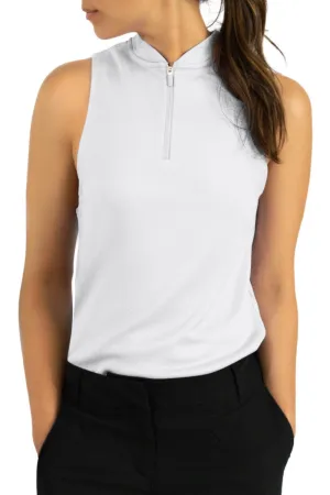 Extreme Deal - Women's Sleeveless Collarless Golf Polo with Zipper