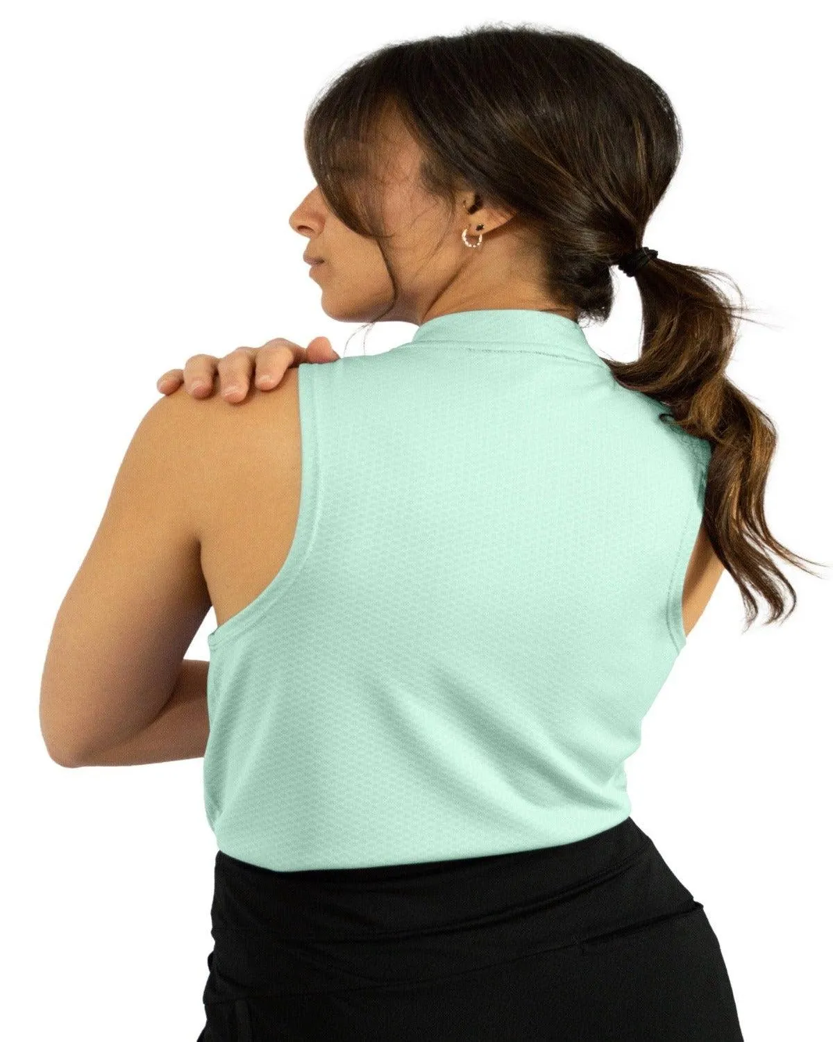Extreme Deal - Women's Sleeveless Collarless Golf Polo with Zipper
