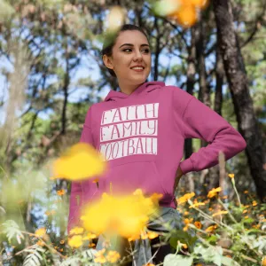 Faith Family Football Gildan Hoodie – Cozy, Classic, and Perfect for Game Day