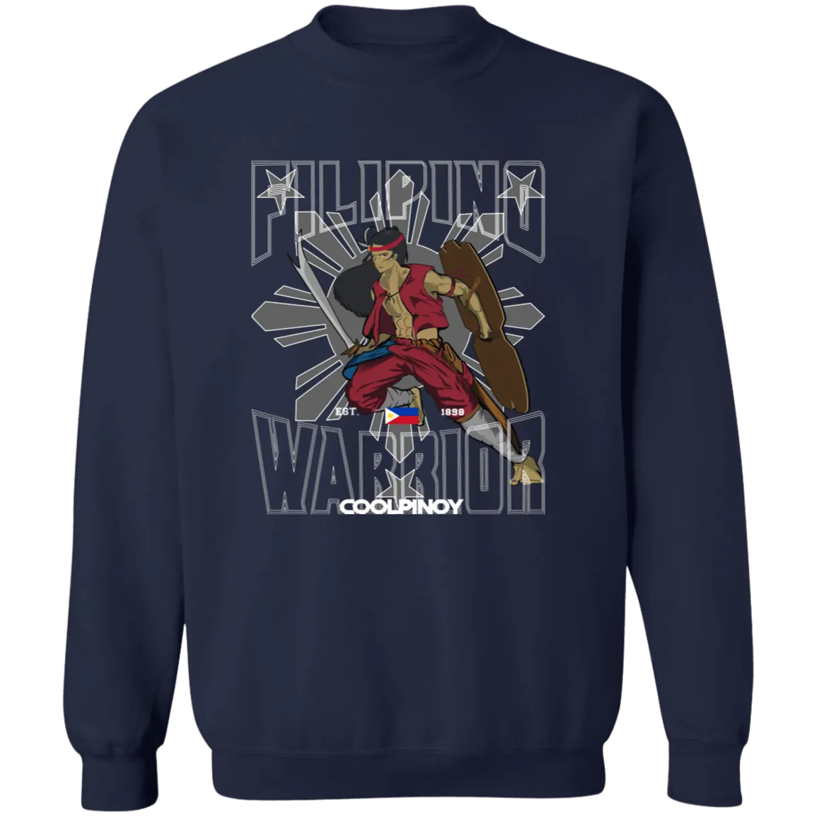 Filipino Warrior Grey Sun and Stars Unisex Crewneck Pullover Sweatshirt