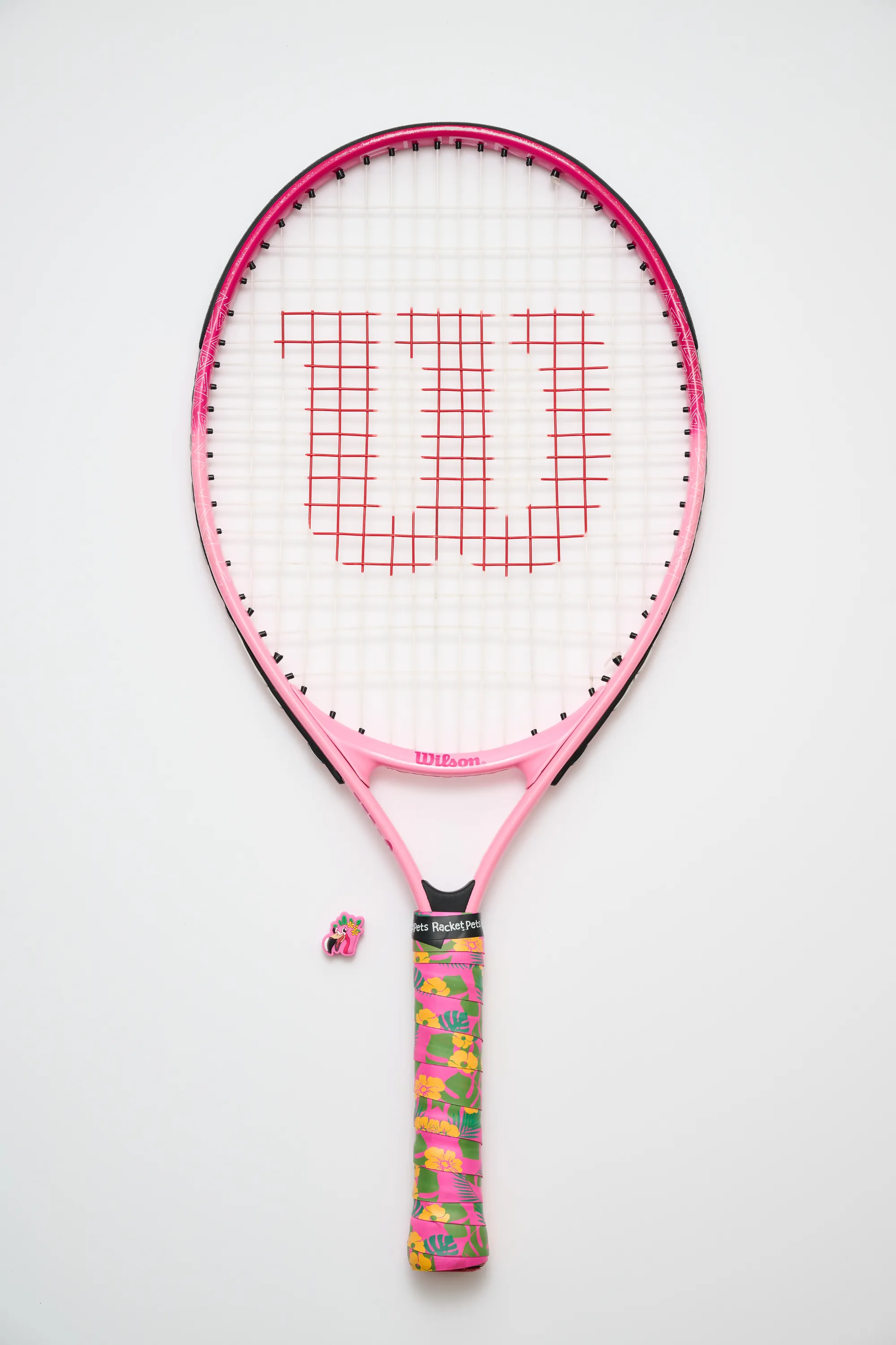 Flamingo Tennis Overgrip Tape and Matching Shock Absorbing Dampener for Tennis Racket