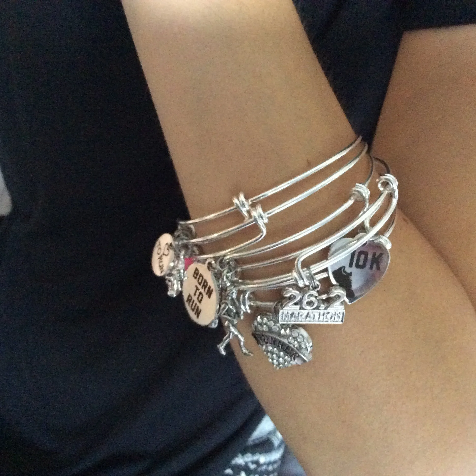 Football Mom Expandable Silver Charm Bracelet Adjustable Wire Bangle Handmade Gift Trendy Sports Team