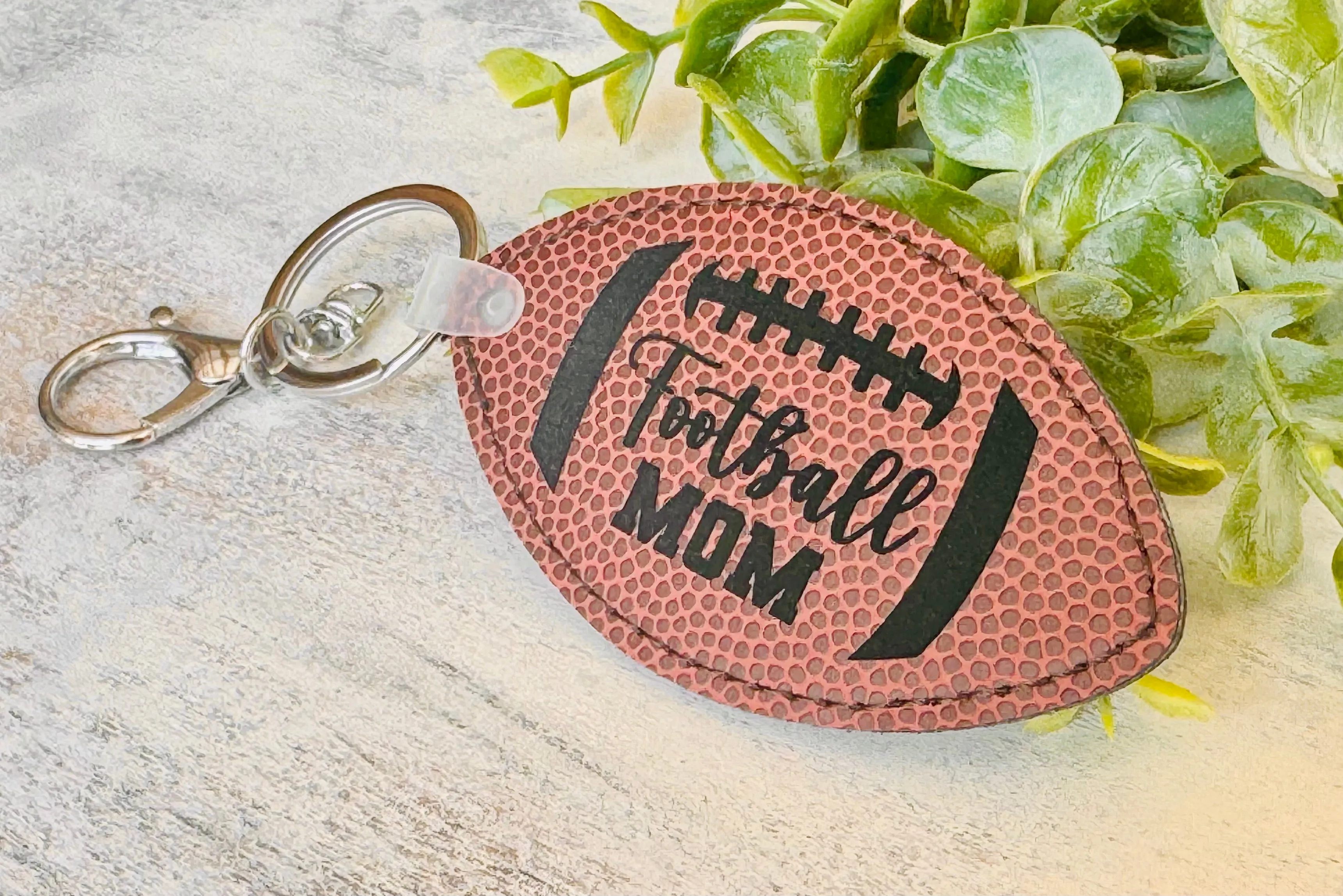 Football Mom or Football Dad Leatherette Keychain