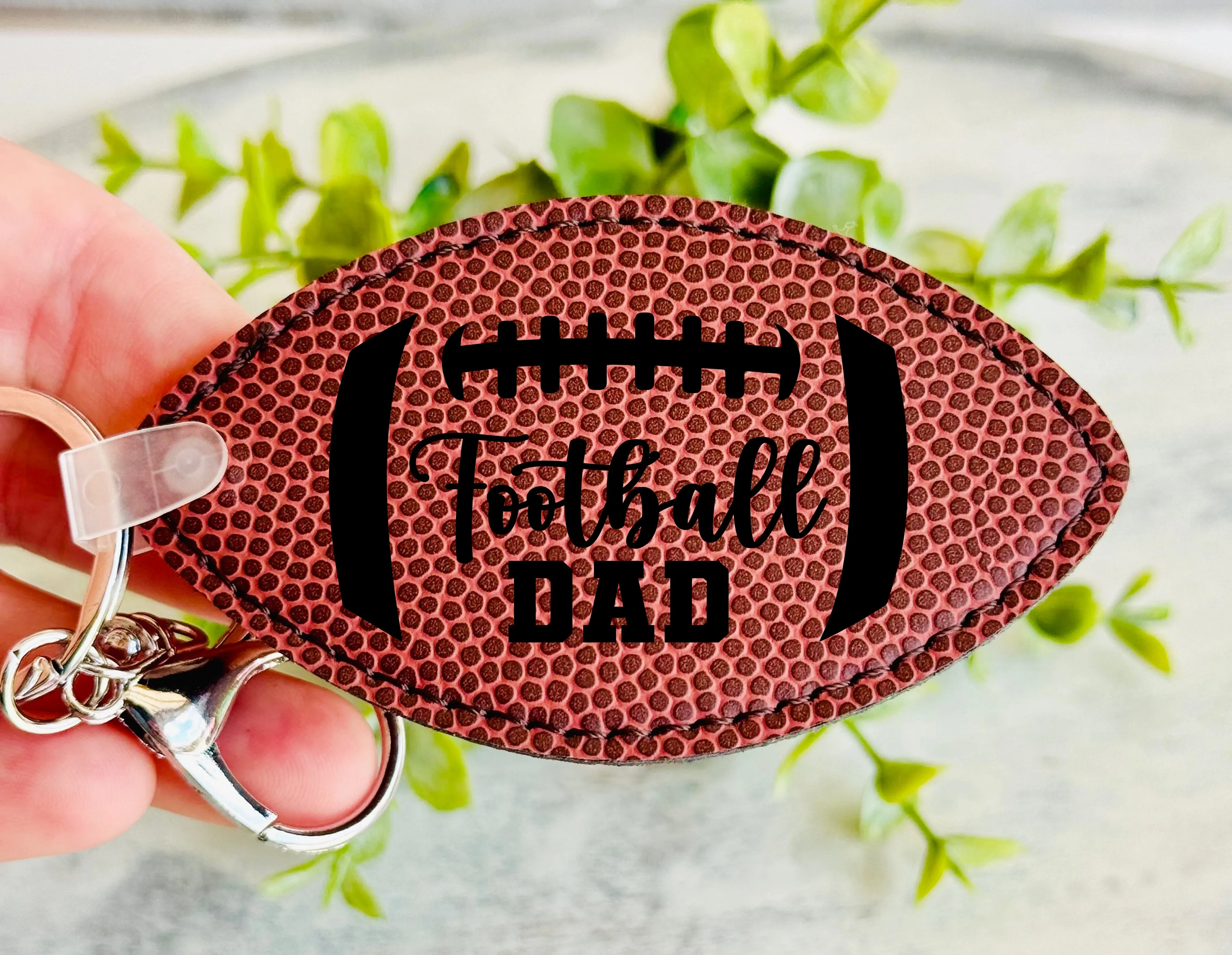 Football Mom or Football Dad Leatherette Keychain