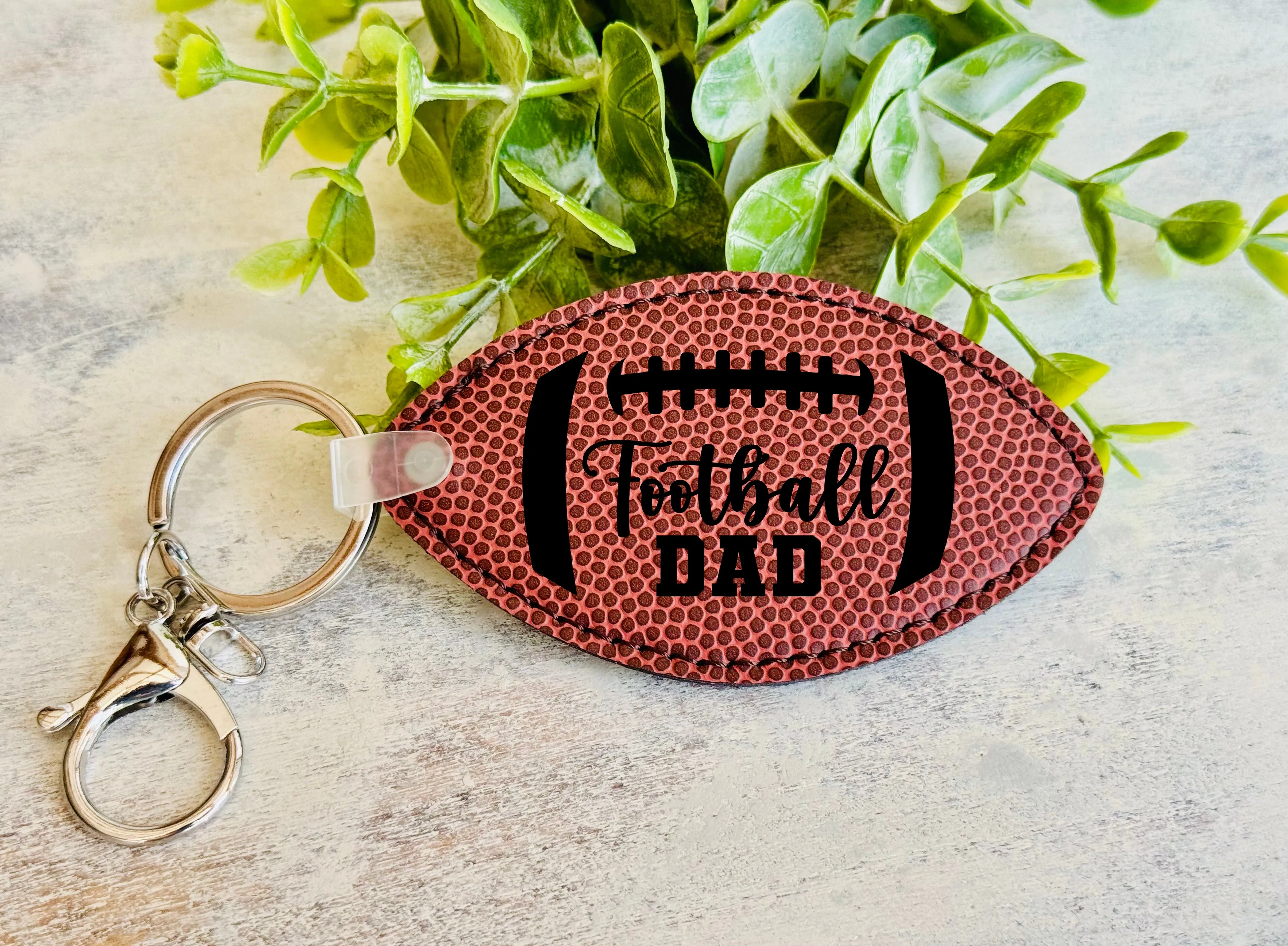 Football Mom or Football Dad Leatherette Keychain