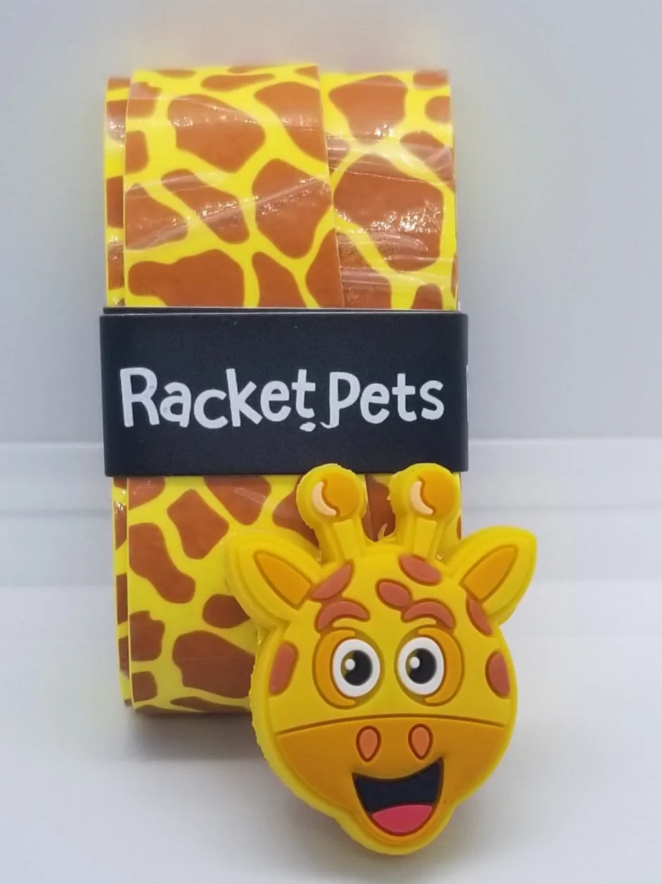 Giraffe Yellow  Tennis Overgrip Tape and Matching Shock Absorbing Dampener for Tennis Racket
