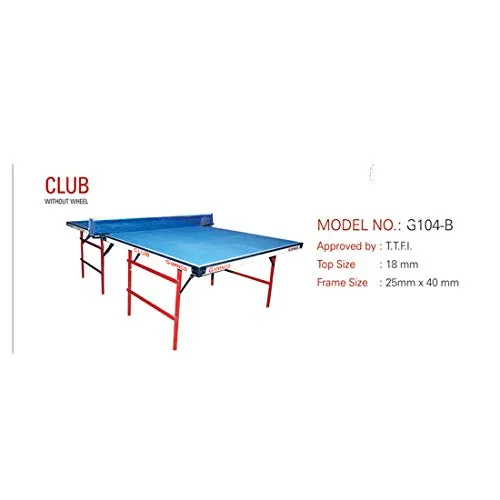 Gymnco Club Table Tennis Table Without Wheel (Laminated Top 18 mm) (Free TT Table Cover   2 TT Racket & 2 Balls)