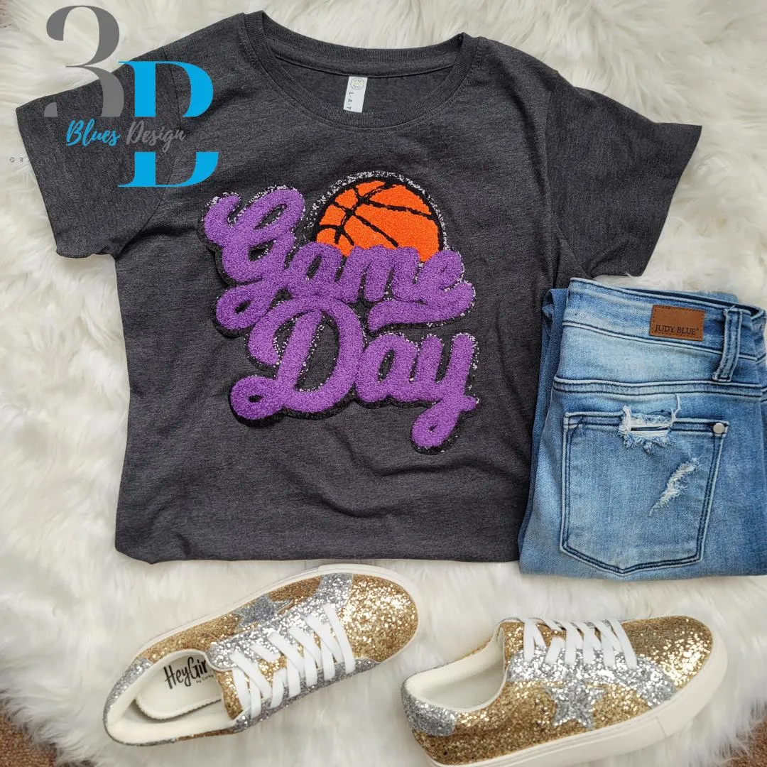 Hazel Blues® | 6 COLORS | Game Day with Basketball Chenille Iron-on Patch