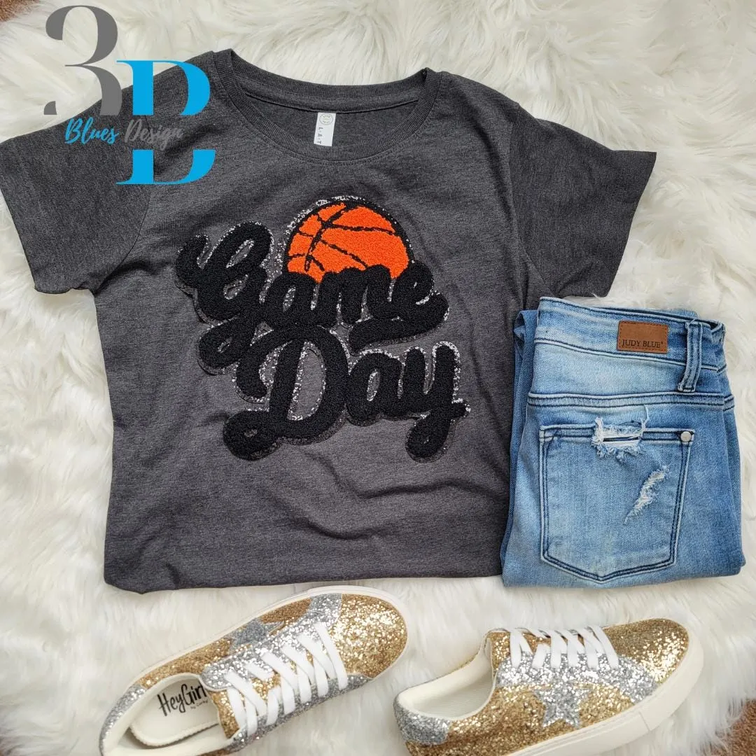 Hazel Blues® | 6 COLORS | Game Day with Basketball Chenille Iron-on Patch
