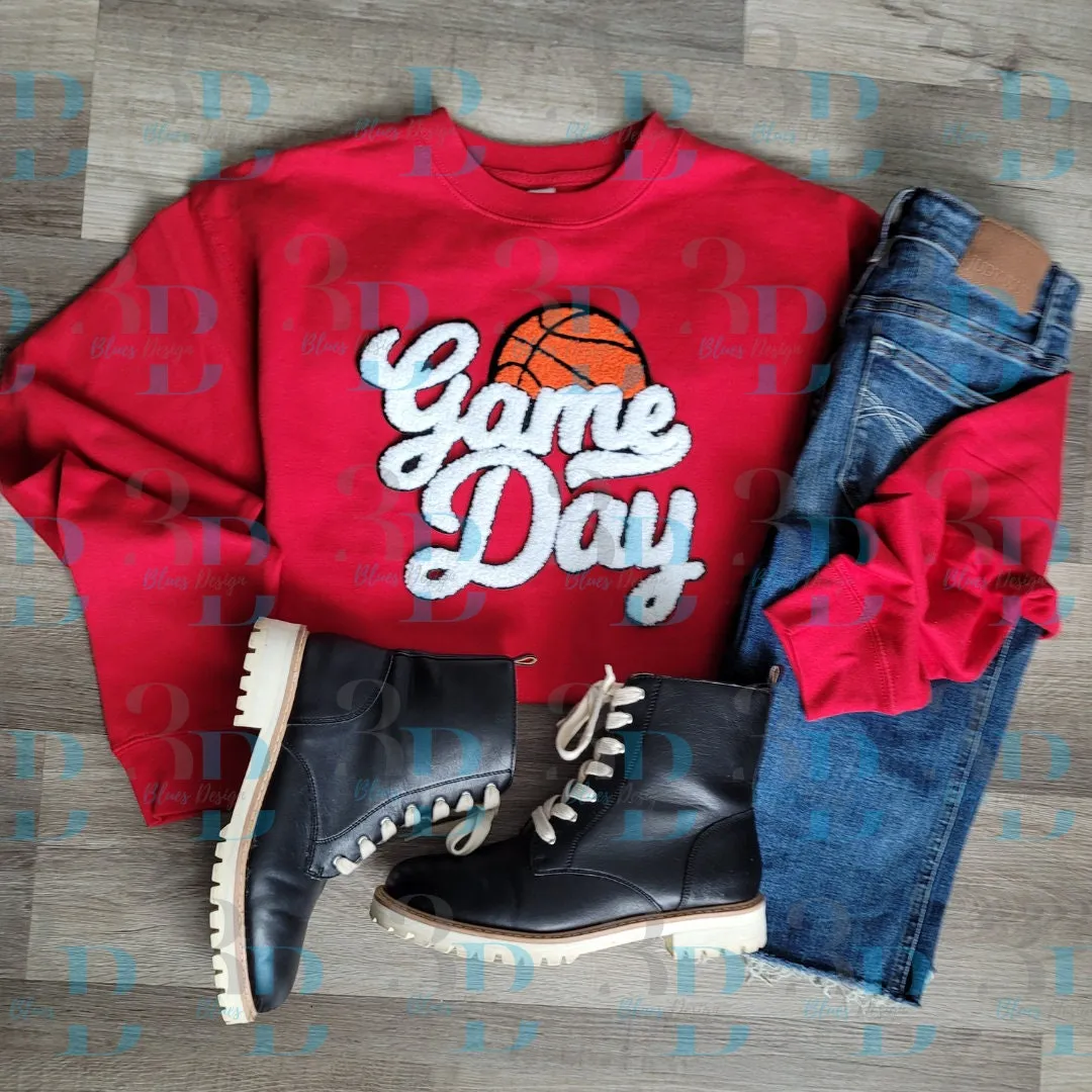 Hazel Blues® | 6 COLORS | Game Day with Basketball Chenille Iron-on Patch
