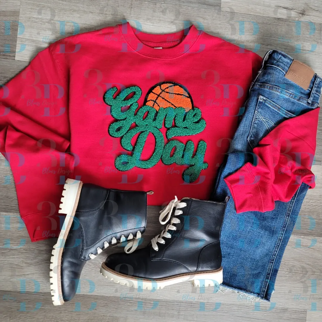 Hazel Blues® | 6 COLORS | Game Day with Basketball Chenille Iron-on Patch