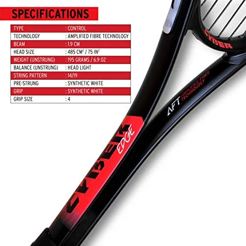 HEAD Aluminum Cyber Edge Squash Racquet | Ideal for Men Women (Red)