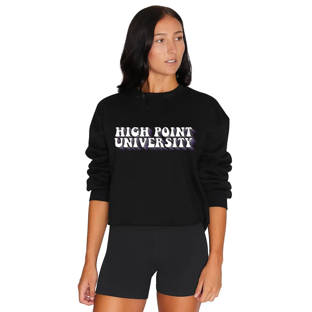 High Point University Black Retro Crewneck