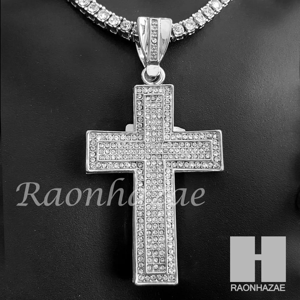 Hip Hop Cross Pendant 16" Choker 18" Tennis 30" Miami Cuban Chain 15S